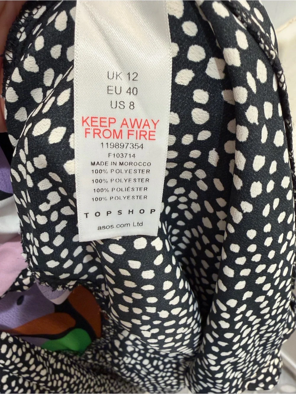 Sold Topshop Mixed Print Floral Polka Dot Midi Dress Multi-Color Flutter Sleeve - Picture 10 of 13